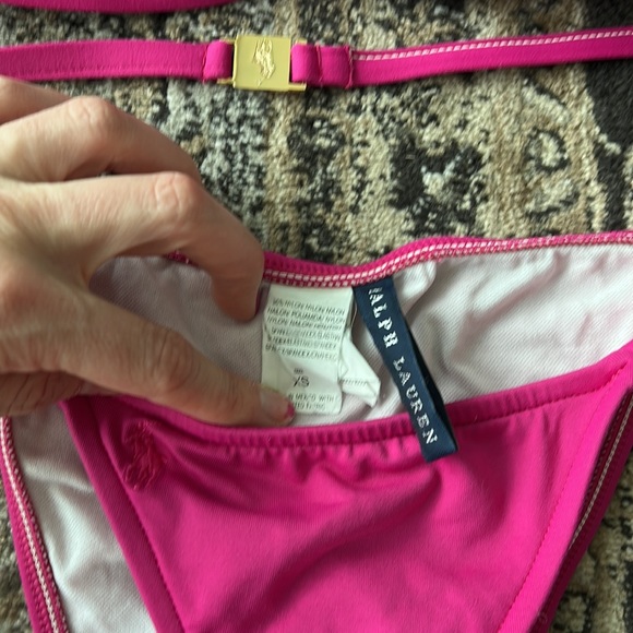 Ralph Lauren size extra small magenta ruffle accented bikini set - Picture 2 of 5